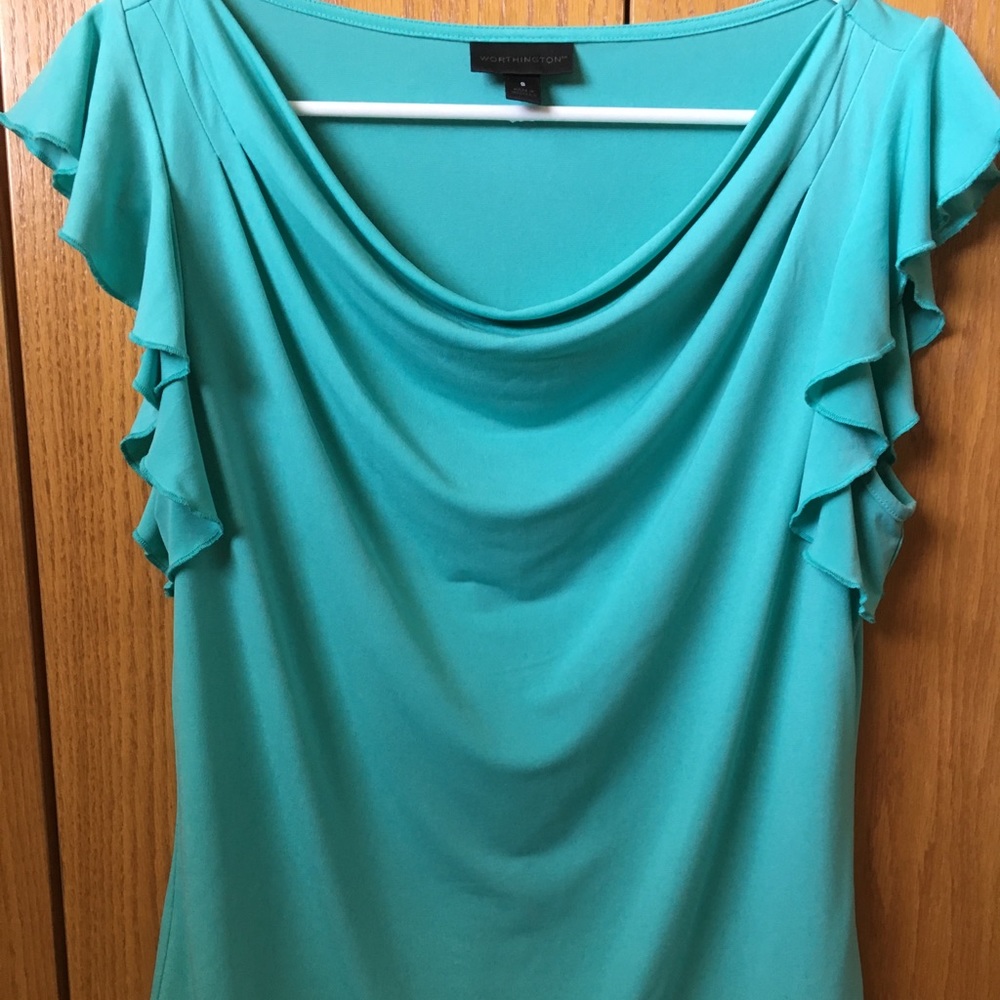 Aqua dressy blouse